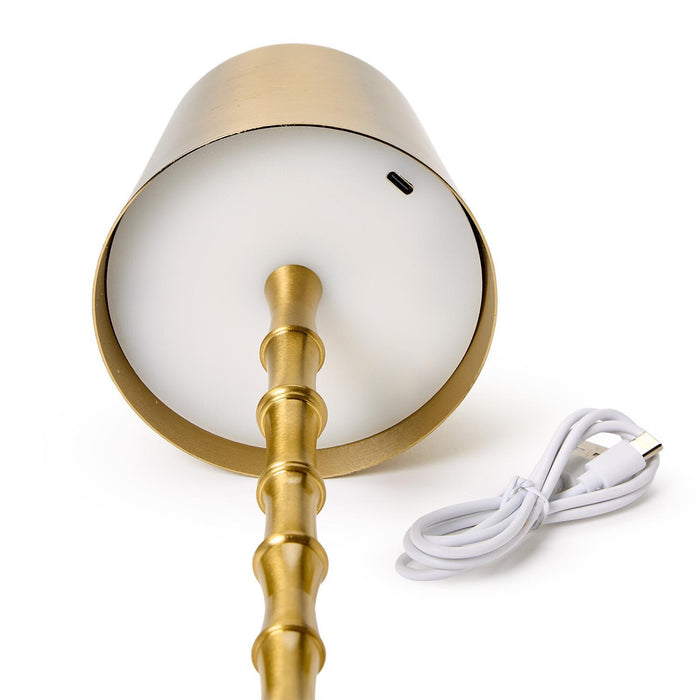 LED Cordless Bamboo Table Lamp - (gold or white)