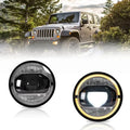 LED Headlight Assembly With Amber Turn Signal For 2007-2017 Jeep Wrangler JK 7 Inches LED Dual Beam Projector
