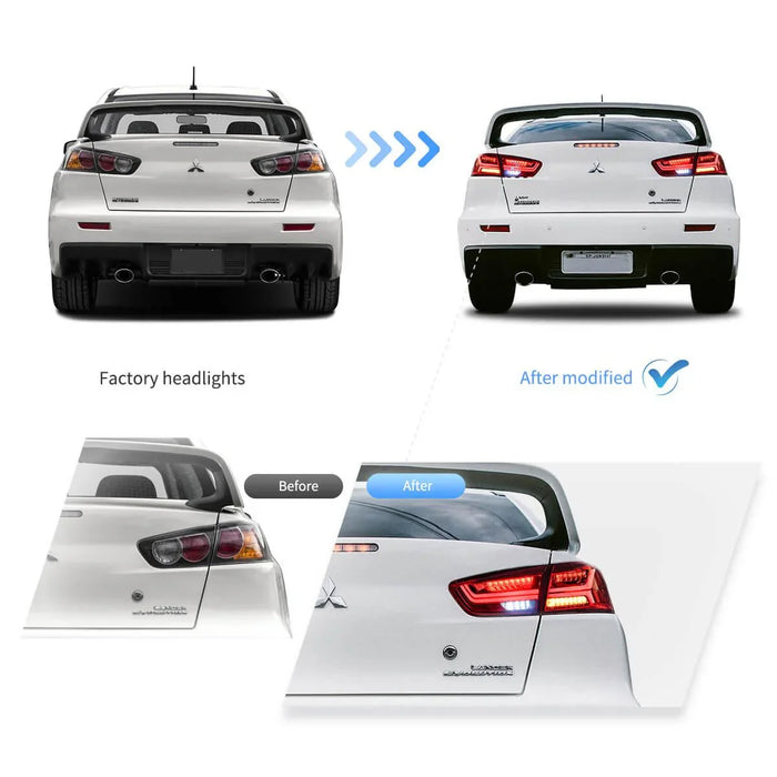 LED Tail Light Assembly With Sequential Turn Signal For 2008-2017 Mitsubishi Lancer & EVO X