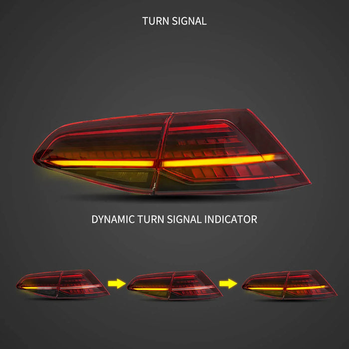 LED Tail Light Assembly With Sequential Turn Signal For 2013-2021 Volkswagen Golf MK7 MK7.5 Hatchback