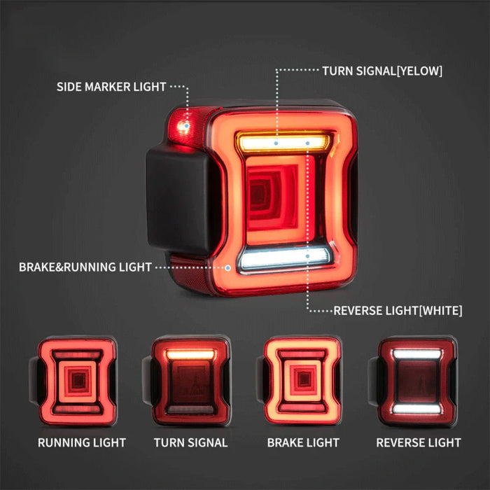 LED Tail Light Assembly With Sequential Turn Signal For 2018-2022 Jeep Wrangler 4th Gen (JL) & 2019-2022 Jeep Glandiator (JT)