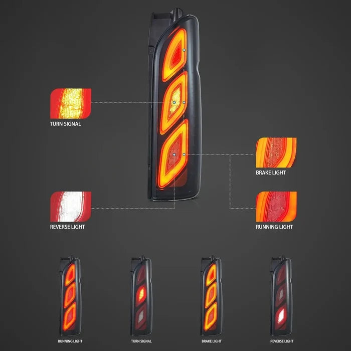 LED Tail Lights Assembly W/Animation DRL For 2005-2018 Toyota Hiace 5th Gen (H200）