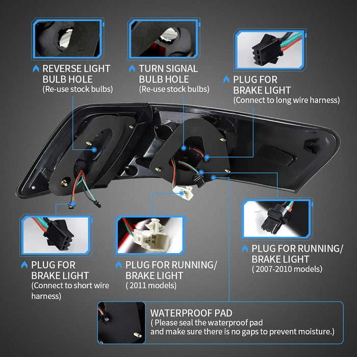 LED Tail Lights Assembly With Amber Turn Signal For 2006-2011 Toyota Camry XV40 Regular Models