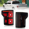 LED Ugprade Tail Lights Assembly With Red Sequential Turn Signal Smoked For 2015-2019 Ford F150 13th Gen (P552)