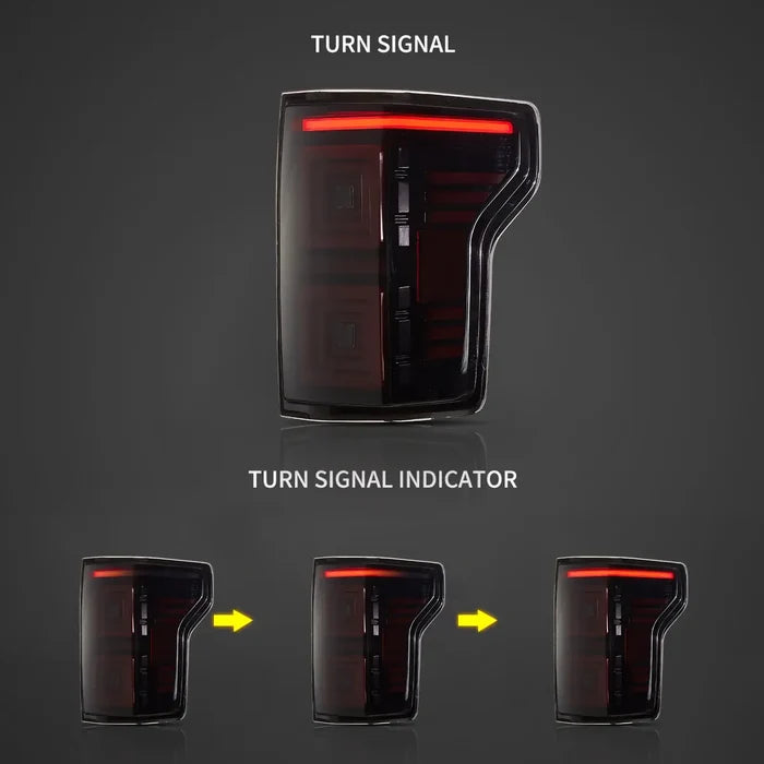 LED Ugprade Tail Lights Assembly With Red Sequential Turn Signal Smoked For 2015-2019 Ford F150 13th Gen (P552)