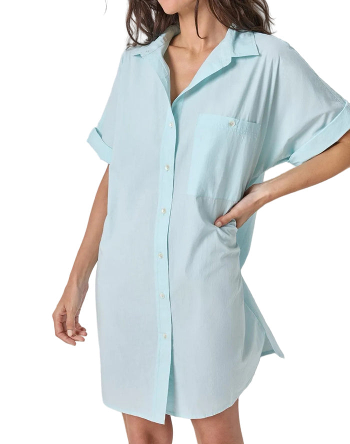 LIilla P Poplin Dolman Shirt Dress - Seabreeze