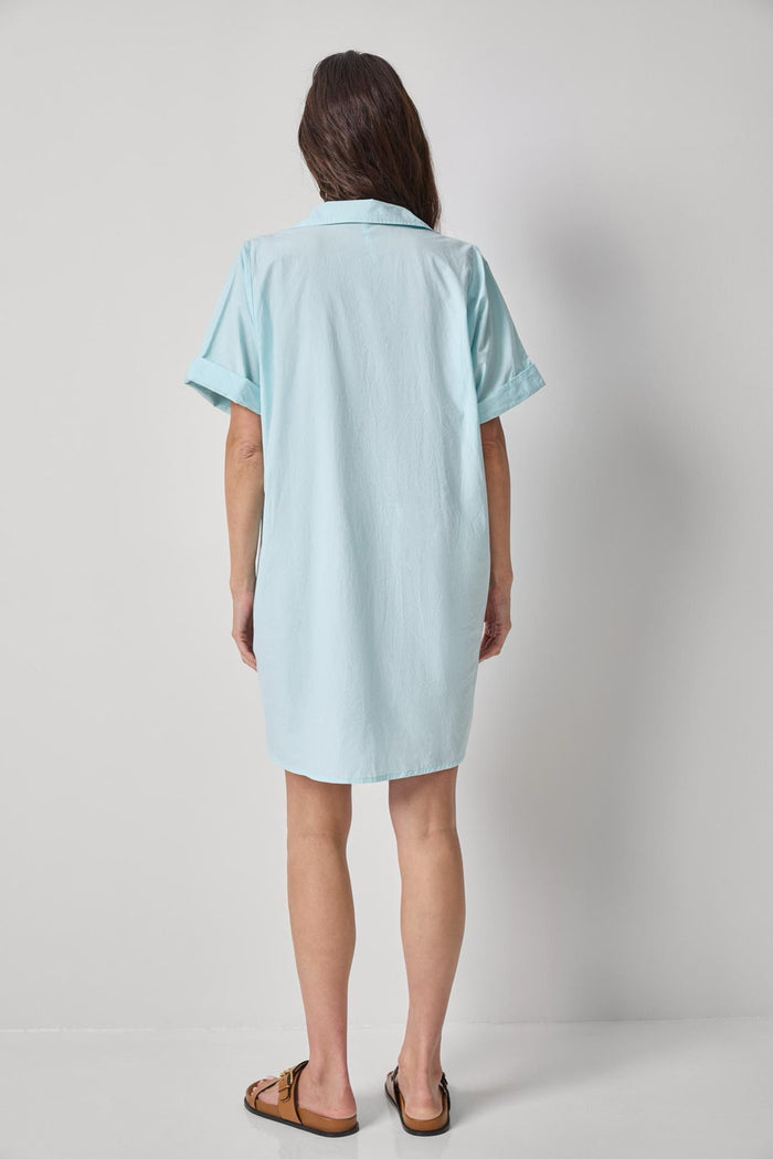 LIilla P Poplin Dolman Shirt Dress - Seabreeze