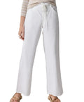 Lilla P Linen Blend Straight Leg Pant - White
