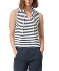 Lilla P Sleeveless Collared Top - Navy Stripe