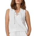 Lilla P Sleeveless Collared Top - White