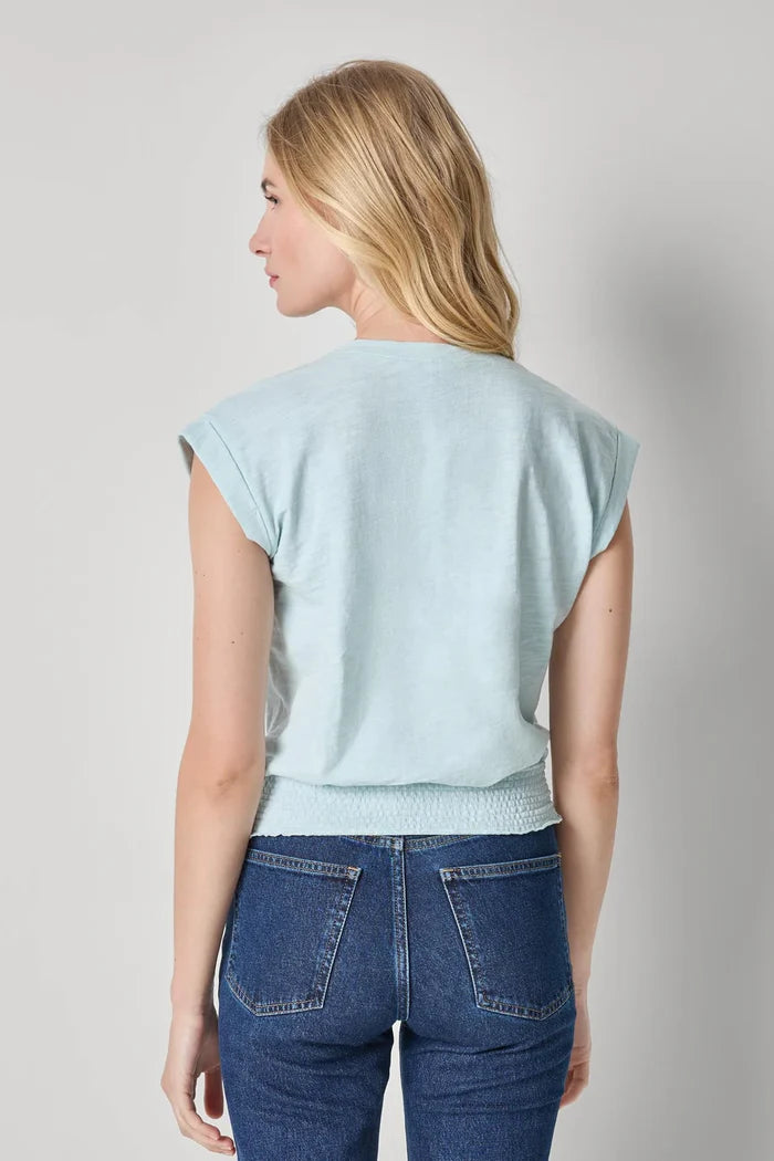 Lilla P Smocked Hem V-Neck - Seabreeze