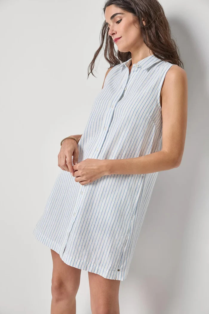Lilla P Striped Button Down Dress - Capri Stripe
