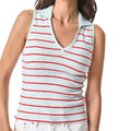 Lilla P Striped Sleeveless Collared Top - Seabreeze