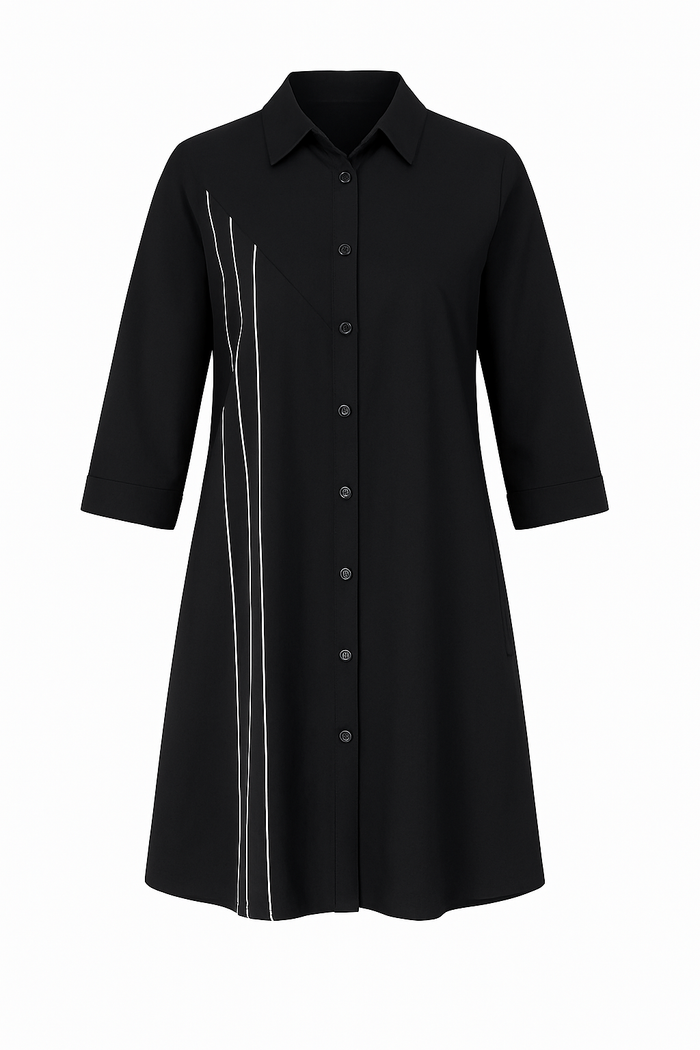 Lior Black Shirtdress with White Piping
