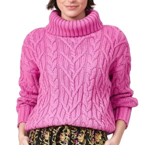 Livro Cable Knit Turtleneck - Raspberry