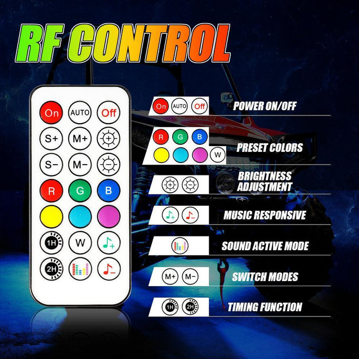 Magic Dream Color RGB Underglow Lights LED Strip Lights Kit with Bluetooth APP & Wireless Remote Control with Brake Light Function for ATV UTV