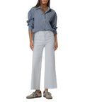 Meg High Wide Leg Raw Hem - Optic White
