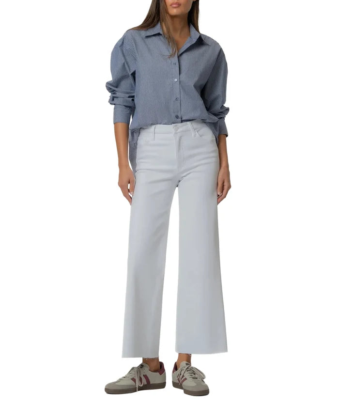 Meg High Wide Leg Raw Hem - Optic White
