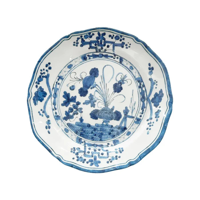 Melamine Faenza 9"Salad Plate White and Blue - Set of 4