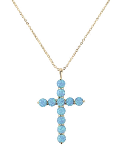 Melinda Maria Blue Opal Cross Necklace