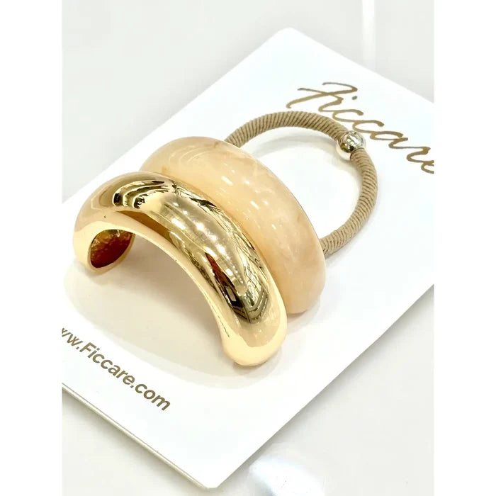 Melody Resin + Gold Metal Bar Hair Tie - Three Colors