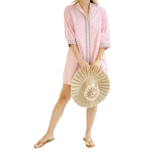 Navy Bleu Campbell Dress - Pink with Green