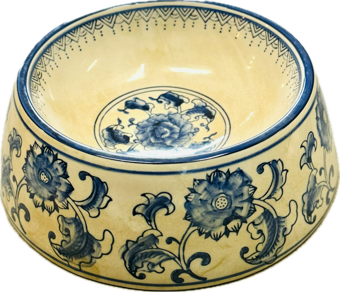 No-Tip Dog Bowl - Blue and White