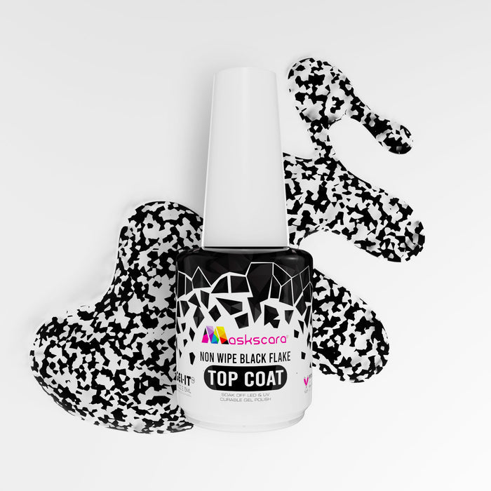 <img scr = “Maskscara Non Wipe Top Coat - Black Flake.jpg” alt = “Black Flake Top Coat by the brand Maskscara”>