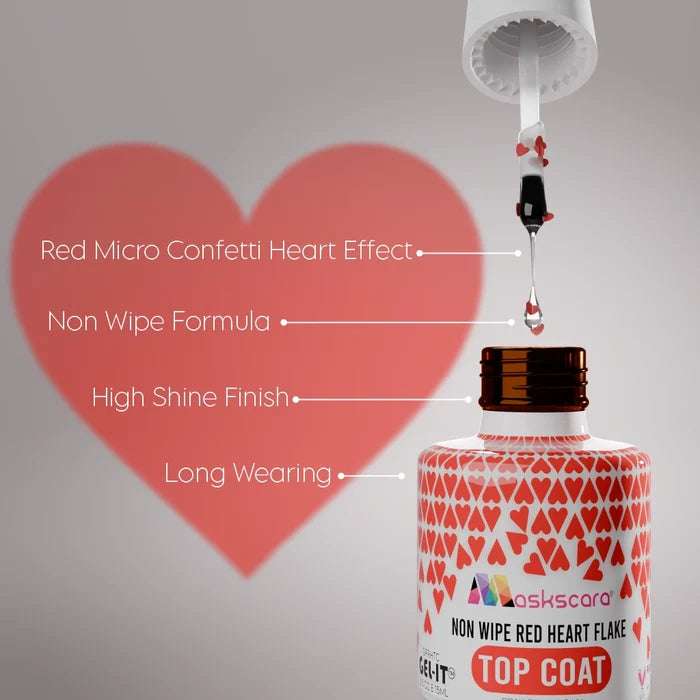 Non-Wipe Top Coat - Red Hearts