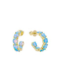 Oh She Fancy .75 Blue Opal Hoops Gold