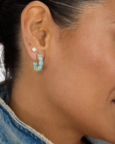 Oh She Fancy .75 Blue Opal Hoops Gold