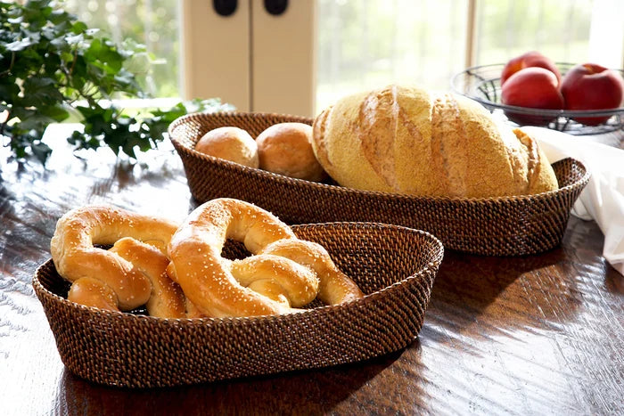 Oval Bread Basket with Braided Edge, Small