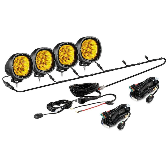 4Pcs Pod Lights+Additional 6-Pod Power Harness / Without Covers