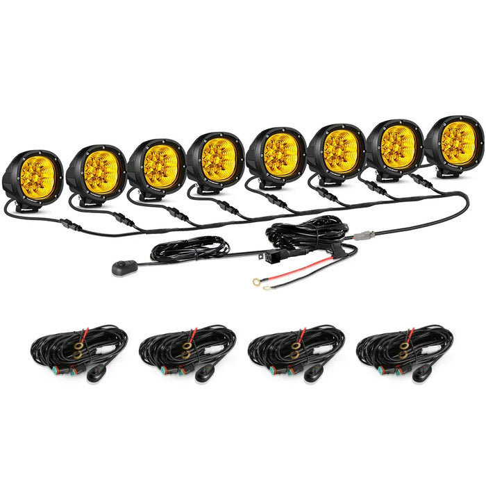 8Pcs Pod Lights+Additional 8-Pod Power Harness / Without Covers
