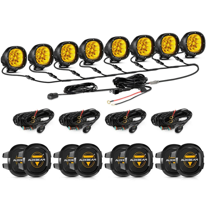8Pcs Pod Lights+Additional 8-Pod Power Harness / Black Covers