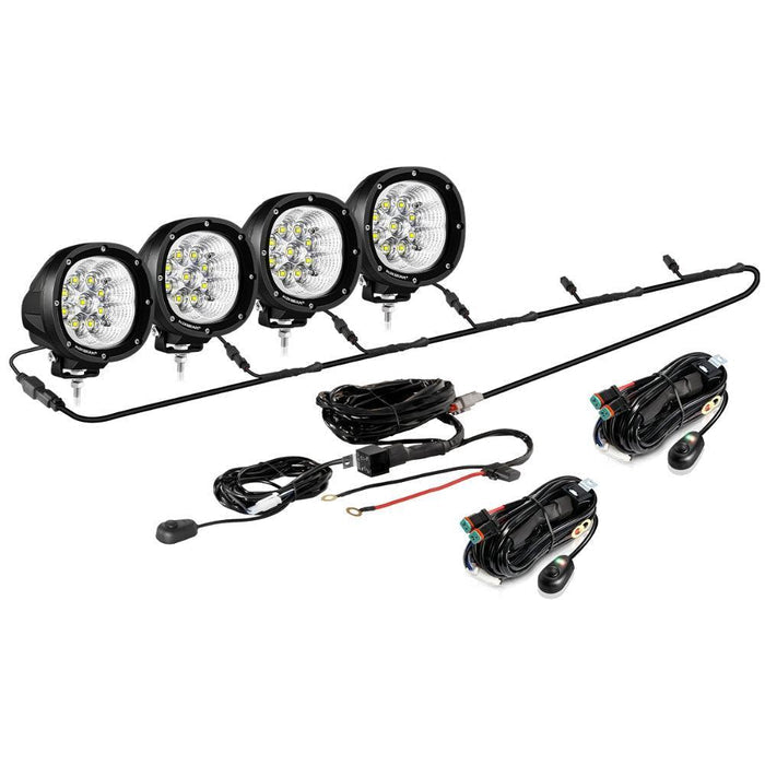 4Pcs Pod Lights+Additional 6-Pod Power Harness / Without Covers