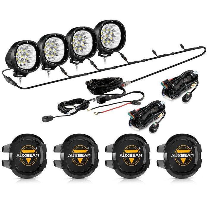4Pcs Pod Lights+Additional 6-Pod Power Harness / Black Covers