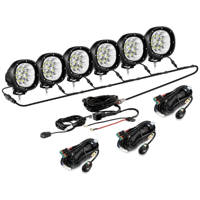 6Pcs Pod Lights+Additional 6-Pod Power Harness / Without Covers