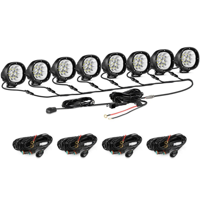 8Pcs Pod Lights+Additional 8-Pod Power Harness / Without Covers