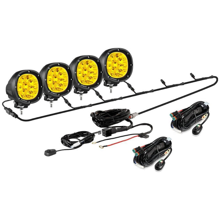 4Pcs Pod Lights+Additional 6-Pod Power Harness / Without Covers