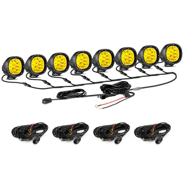 8Pcs Pod Lights+Additional 8-Pod Power Harness / Without Covers