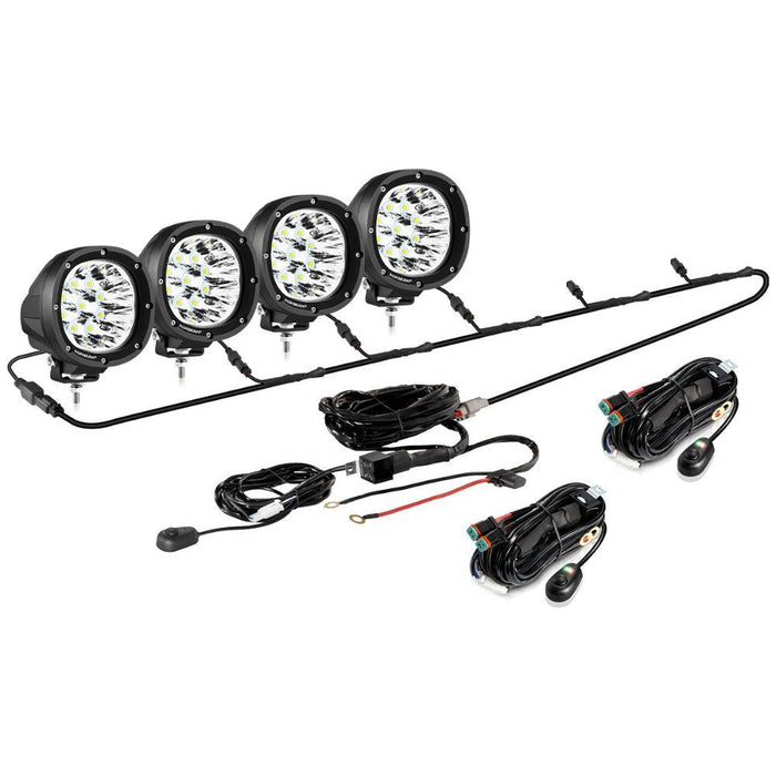 4Pcs Pod Lights+Additional 6-Pod Power Harness / Without Covers