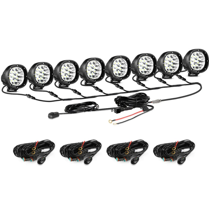 8Pcs Pod Lights+Additional 8-Pod Power Harness / Without Covers