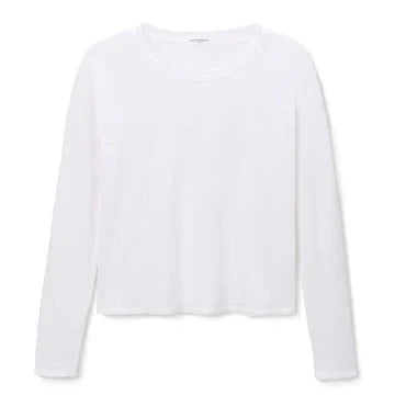 perfectwhitetee - cotton long sleeve boxy crew tee - white or black