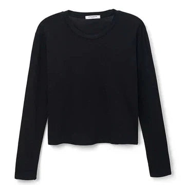 perfectwhitetee - cotton long sleeve boxy crew tee - white or black