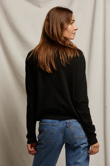 perfectwhitetee - cotton long sleeve boxy crew tee - white or black
