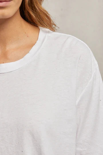 perfectwhitetee - cotton long sleeve boxy crew tee - white or black