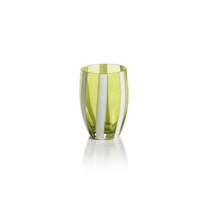 Portofino Stemless Glass with White Stripes - Green
