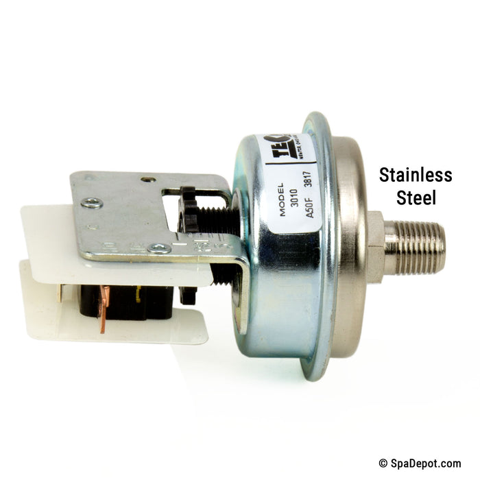 Pressure Switch - Adjustable, SPST-NO, Stainless Steel 3010