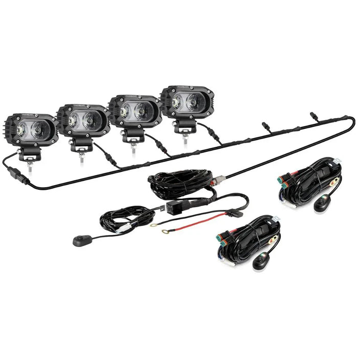 4Pcs Pod Lights+Additional 6-Pod Power Harness / Without Covers